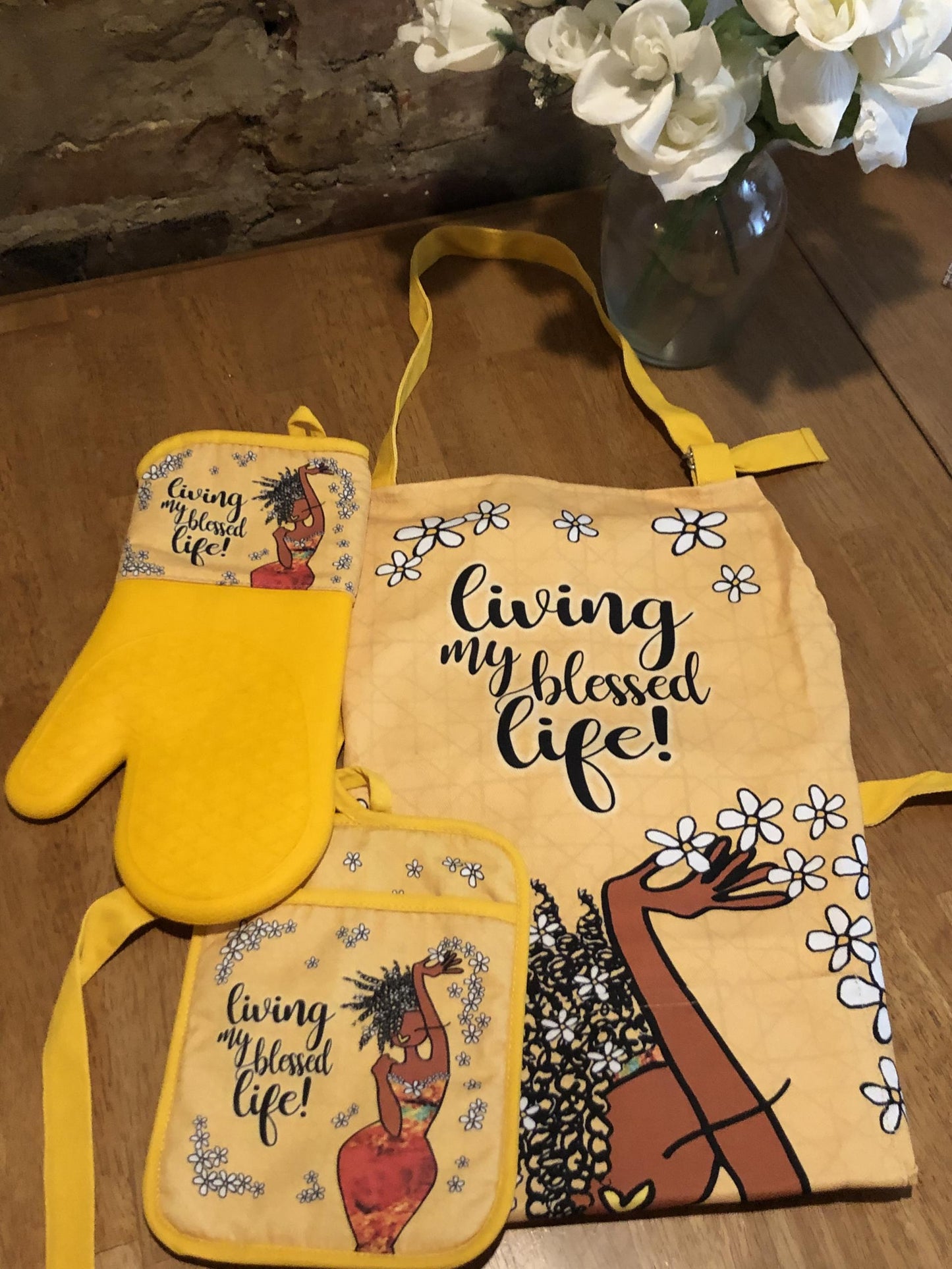 Living My Blessed Life Oven Mitt Potholder Set