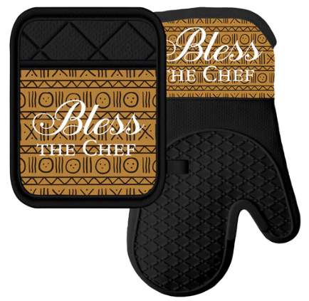 Bless The Chef Oven Mitt and Potholder Set
