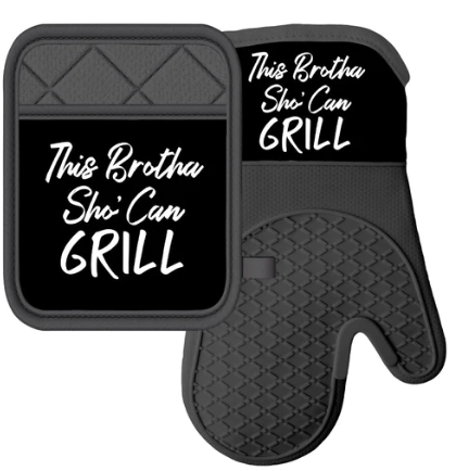 This Brotha Sho' Can Grill Oven Mitt and Potholder Set